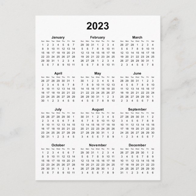 Postal Calendario vertical de 2023 (Anverso)