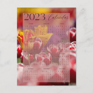 Postal calendrier 2023 beau motif tulip