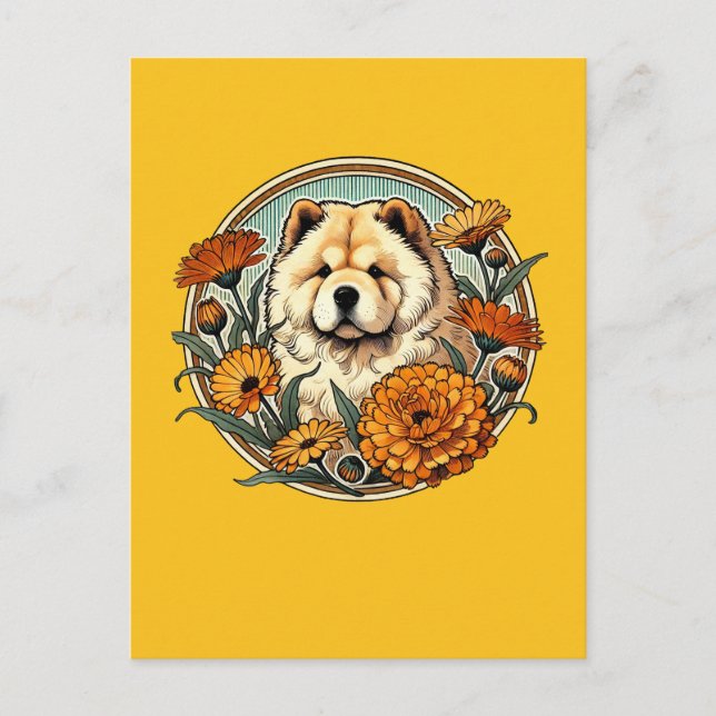 Postal Calendula Chow Chow Dog (Anverso)
