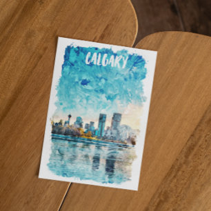 Postal Calgary Alberta Canada Watercolor City View