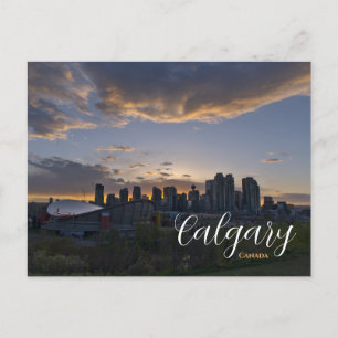 Postal Calgary Canada Postcard Downtown Sunset