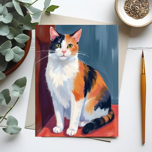 Postal Calico Cat | Watercolor Pretty Kitten Cat Pet (Subido por el creador)