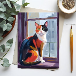 Postal Calico Cat | Watercolor Windowsill Pet