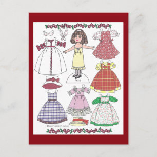 Postal Calico Chica Jenny Paper Doll Postcard