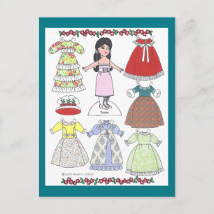 Postal Calico Chica Susan Old-Fashioned Paper Doll