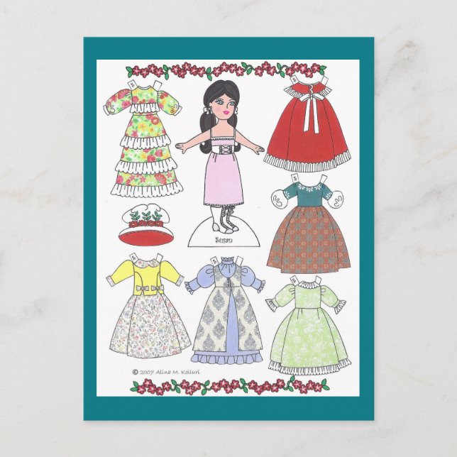 Postal Calico Chica Susan Old-Fashioned Paper Doll (Anverso)