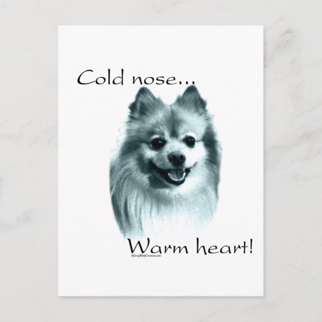 Postal Cálido corazón de Nariz Fría de Pomerania (Anverso)