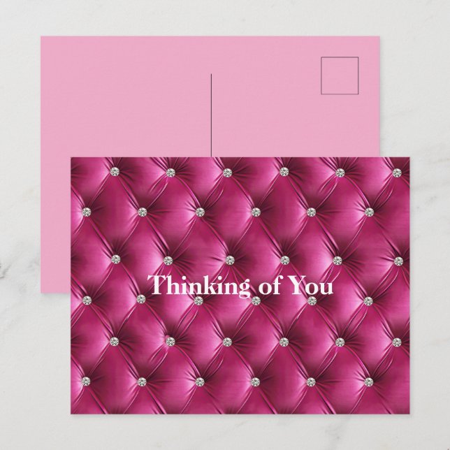 Postal Cálido pensamiento de Terciopelo Rosa (Anverso / Reverso)