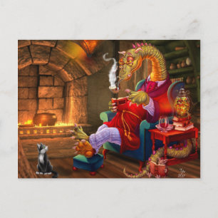 Postal Cálido Por El Dragón Personalizado De Fuego