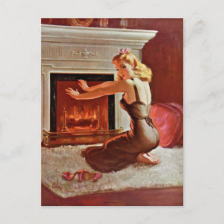 Postal Caliéntame - Vintage Pin up chica