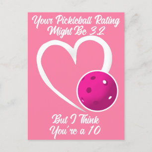 Postal Calificación de Pickleball Corazón de San Valentín