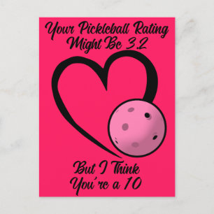 Postal Calificación de Pickleball Corazón de San Valentín
