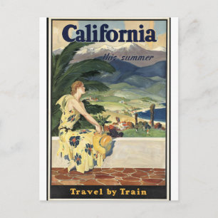 Postal California antiguo, Viajar en tren ferroviario 