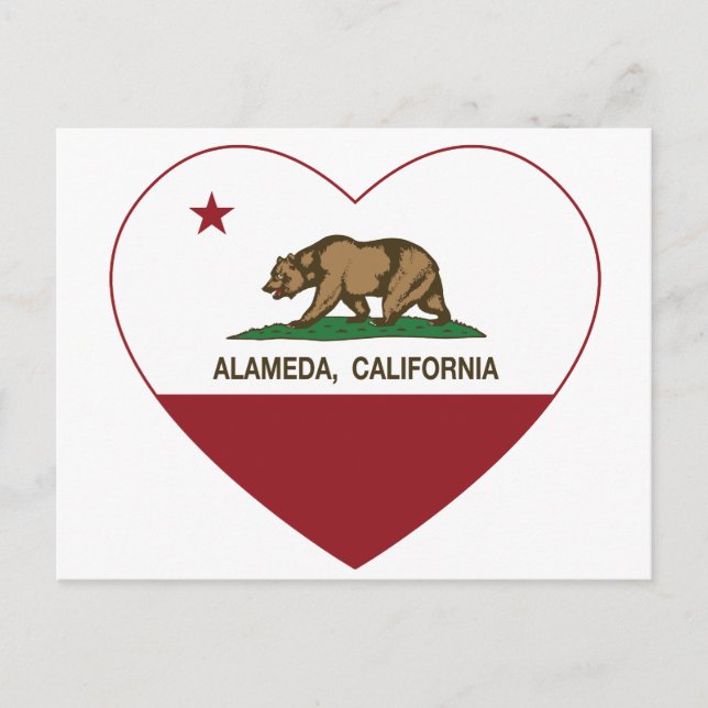 Postal california bandera alameda corazón (Anverso)