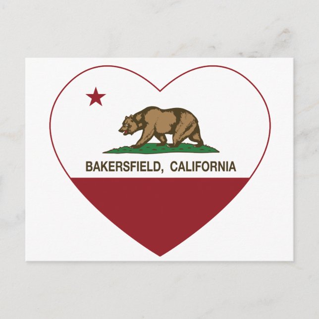 Postal california bandera bakersfield corazón (Anverso)