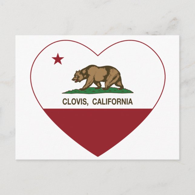 Postal california bandera clovis heart (Anverso)