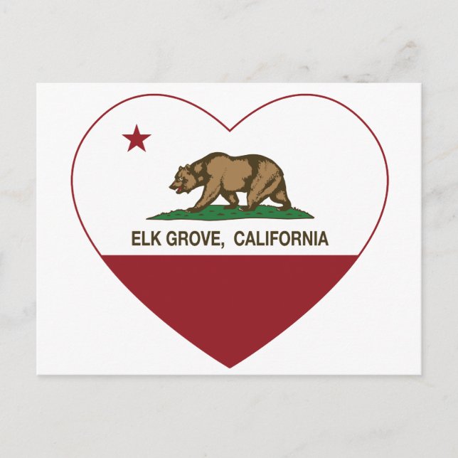 Postal california bandera de elk grove corazón (Anverso)