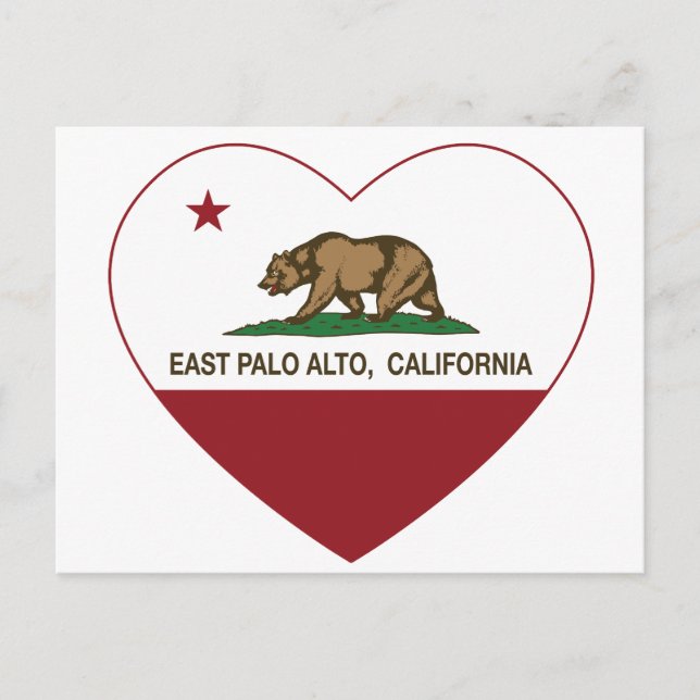 Postal california bandera del este palo alto corazón (Anverso)