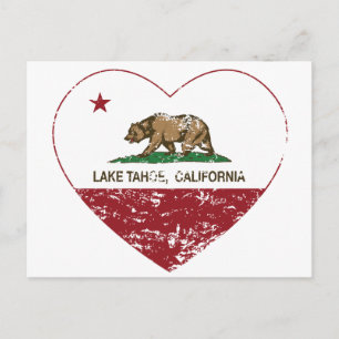 Postal california bandera lago tahoe corazón angustiado