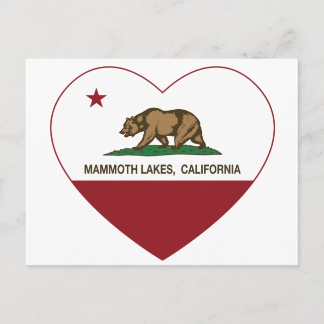 Postal california bandera mammoth lagos corazón (Anverso)