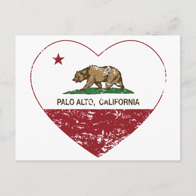 Postal california bandera palo alto corazón angustiado (Anverso)