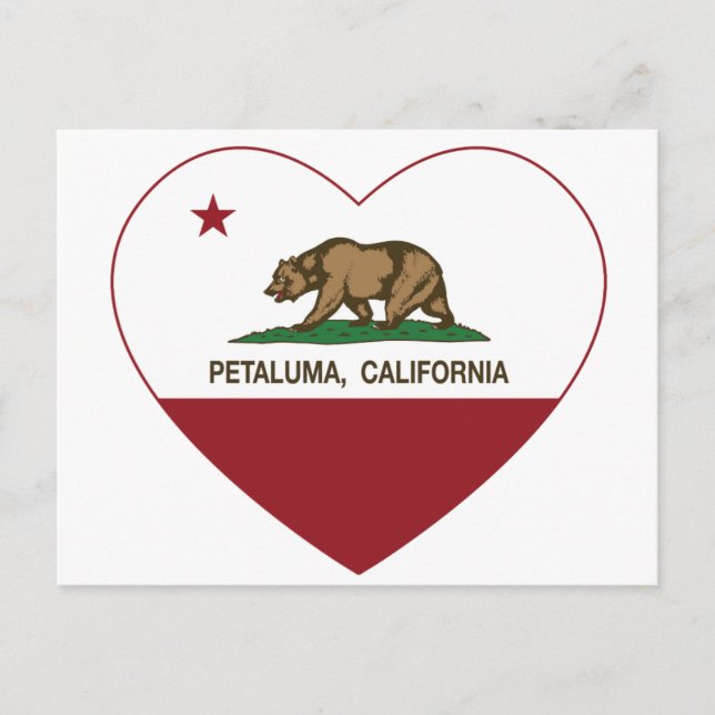 Postal california bandera petaluma corazón (Anverso)