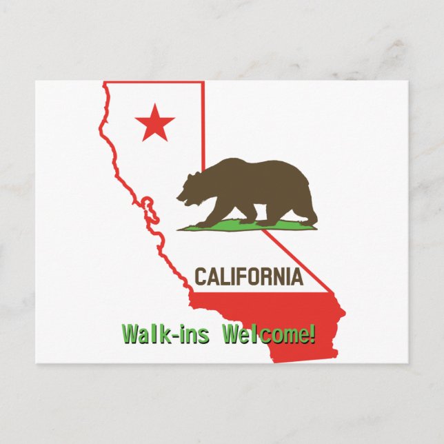 Postal California: ¡Bienvenidos los Walk-ins! (Anverso)
