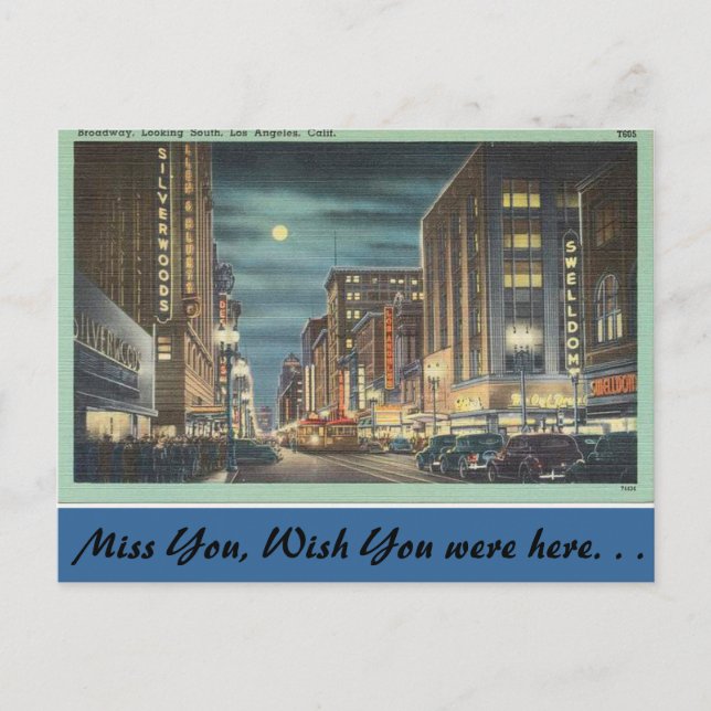 Postal California, Broadway, Los Ángeles (Anverso)