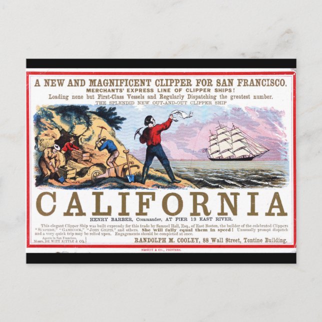 Postal California Clipper Sailing (Anverso)