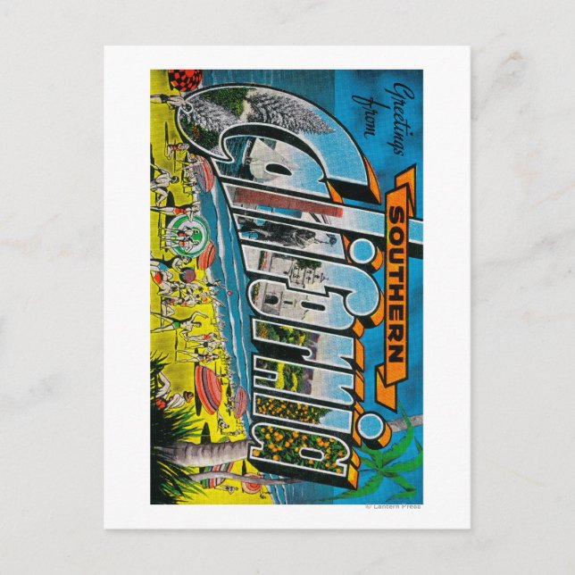 Postal California del Sur - Escenas de letras grandes (Anverso)