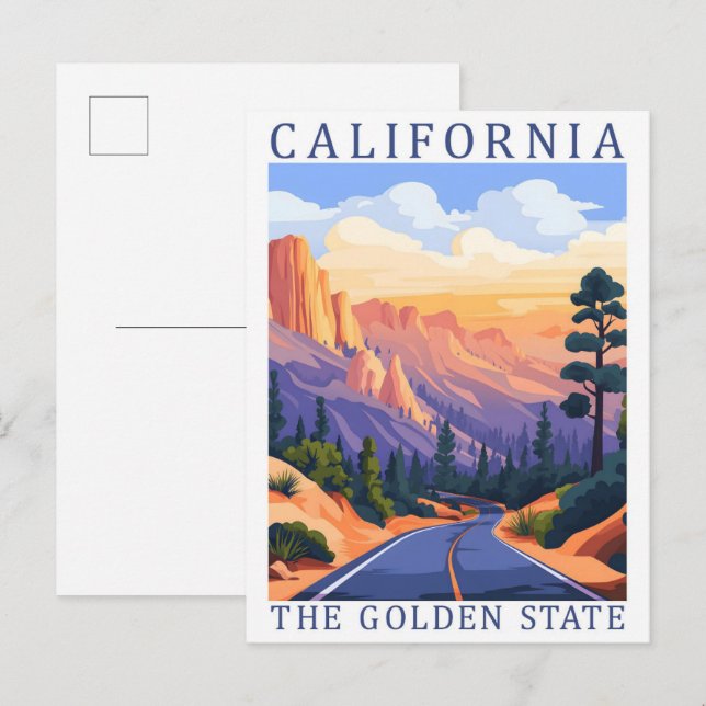 Postal California, el Golden State USA Travel Place (Anverso / Reverso)