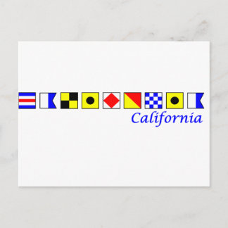 Postal california escrita con alfabeto de bandera náutica