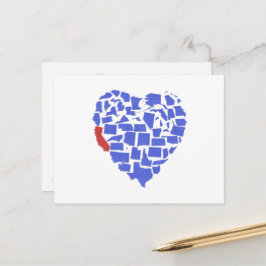 Postal California Estados Unidos Corazón Mosaic Blue Cali