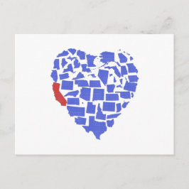 Postal California Estados Unidos Corazón Mosaic Blue Cali