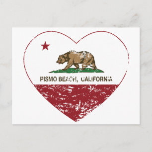 Postal california flag pismo beach heart