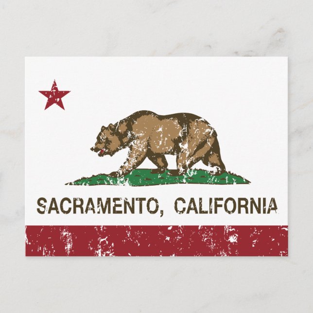 Postal california flag sacramento angustiado (Anverso)