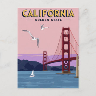 Postal California Golden Gate Bridge Sunset