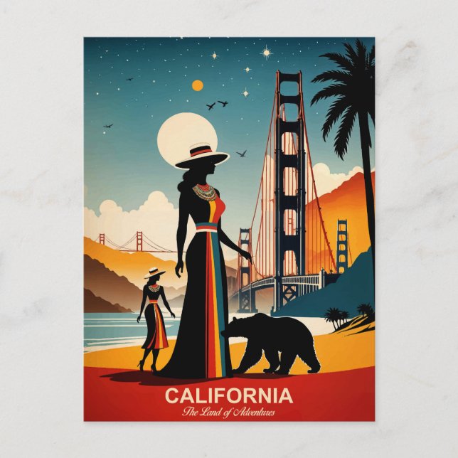 Postal California: La tierra de las aventuras (Anverso)