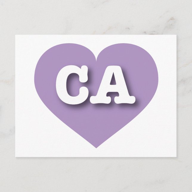 Postal California Lavender Heart - Amo CA (Anverso)