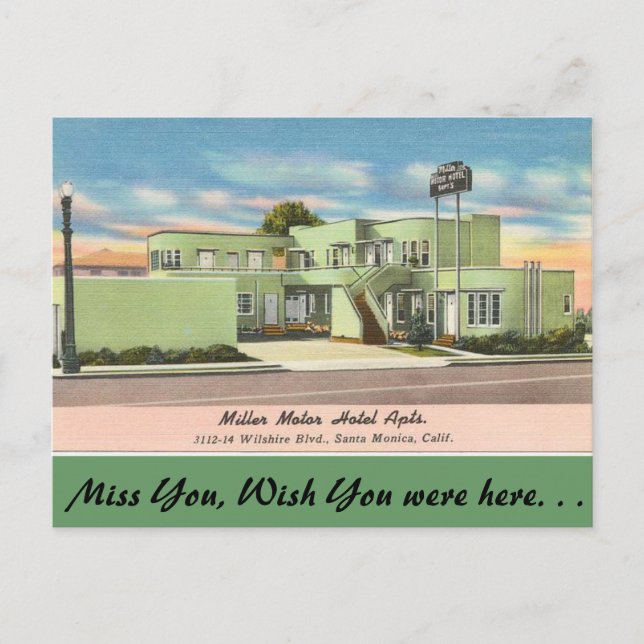 Postal California, Miller Motor Hotel Apts. (Anverso)