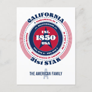 Postal California, Sacramento, CA, Patriótico, Monograma