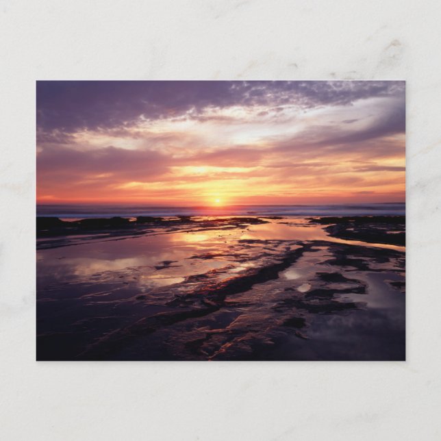 Postal California, San Diego, Sunset Cliffs, Atardecer 3 (Anverso)