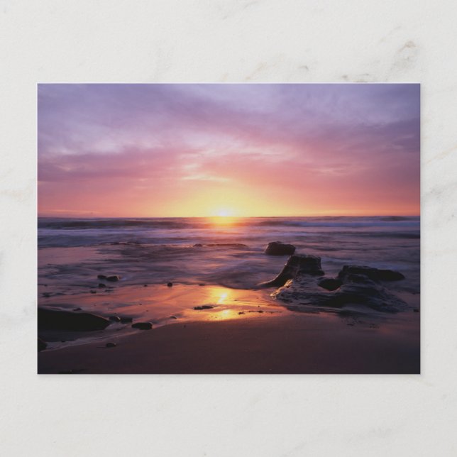 Postal California, San Diego, Sunset Cliffs, Atardecer 4 (Anverso)