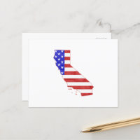 California Shaped American Flag Patriotic Cali