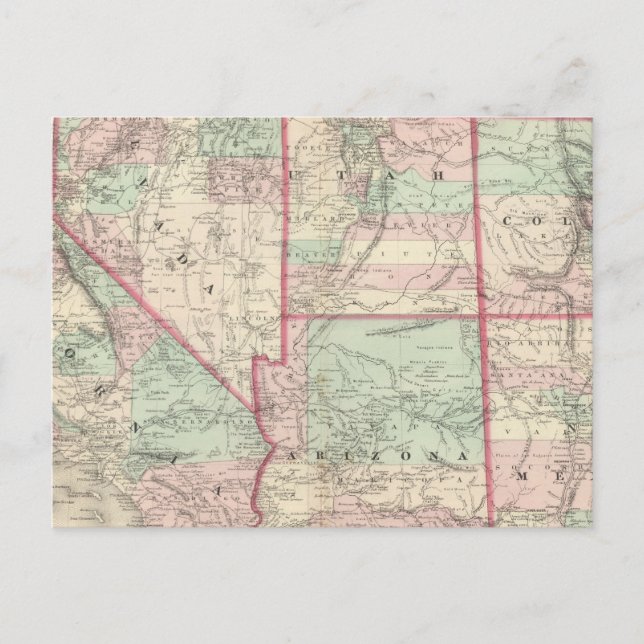 Postal California, Utah, Nevada, Colorado (Anverso)
