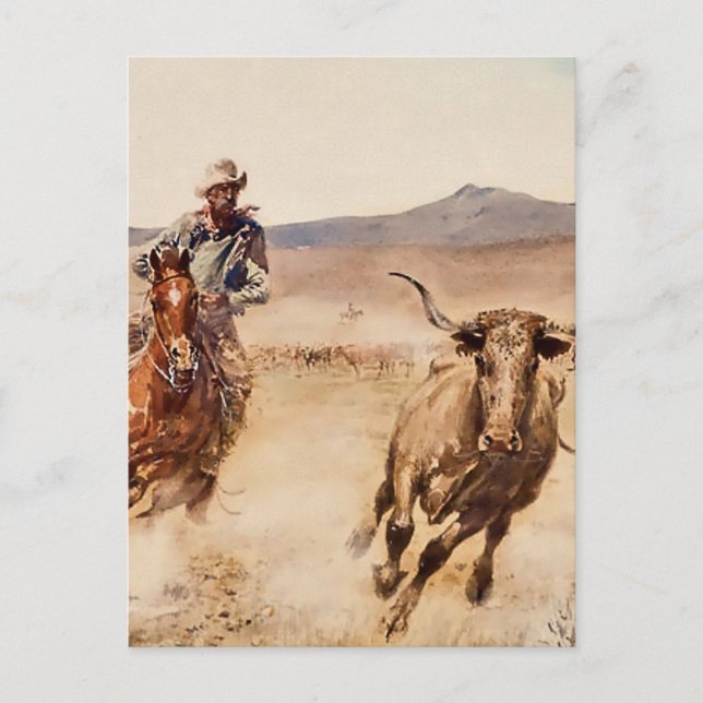Postal “California Vaquero” de Edward Borein (Anverso)