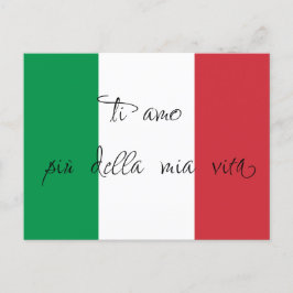 Postal Caligrafía Bandera Italiana Amor