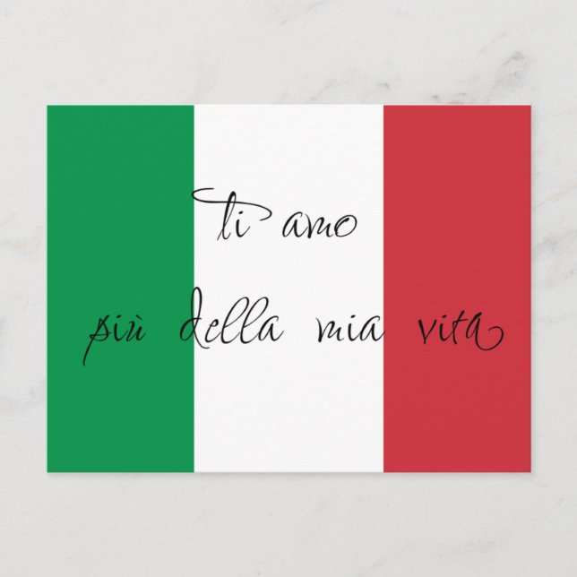 Postal Caligrafía Bandera Italiana Amor (Anverso)
