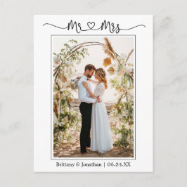 Postal Caligrafía Corazón Sr. Sra. Boda Foto Agradecimien