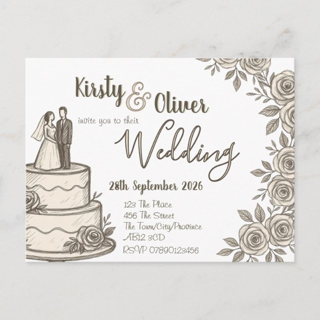 Postal Caligrafía de encaje rústico (Anverso)